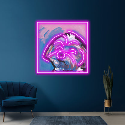 Morkie Maltese Yorkie Colorful Pop Dog Artwork Neon Wall Signs | Shineneon