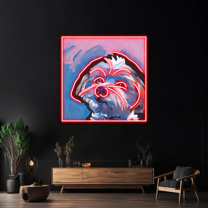 Morkie Maltese Yorkie Colorful Pop Dog Artwork Neon Wall Signs | Shineneon