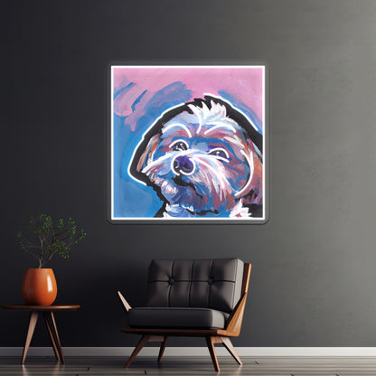 Morkie Maltese Yorkie Colorful Pop Dog Artwork Neon Wall Signs | Shineneon