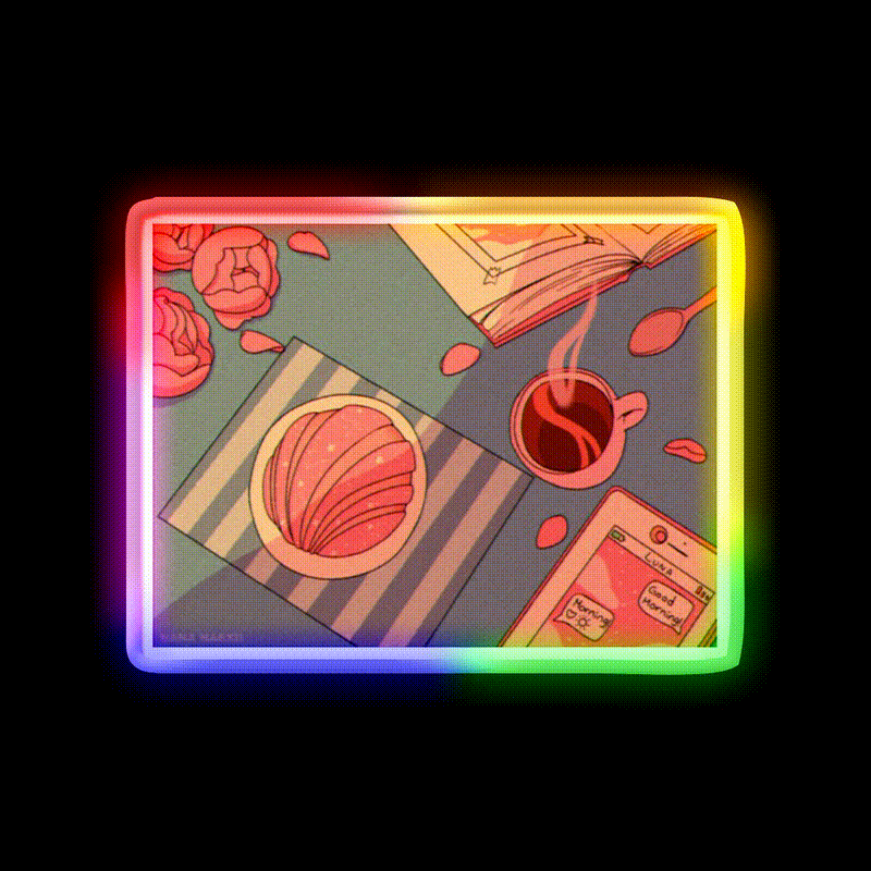 Morning Vibes Cafe Led Neon Sign Espresso Bar Art Rgb Color