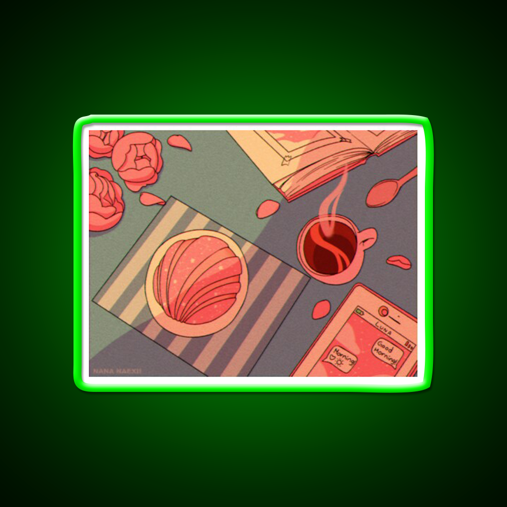 Morning Vibes Cafe Led Neon Sign Espresso Bar Art Rgb Color