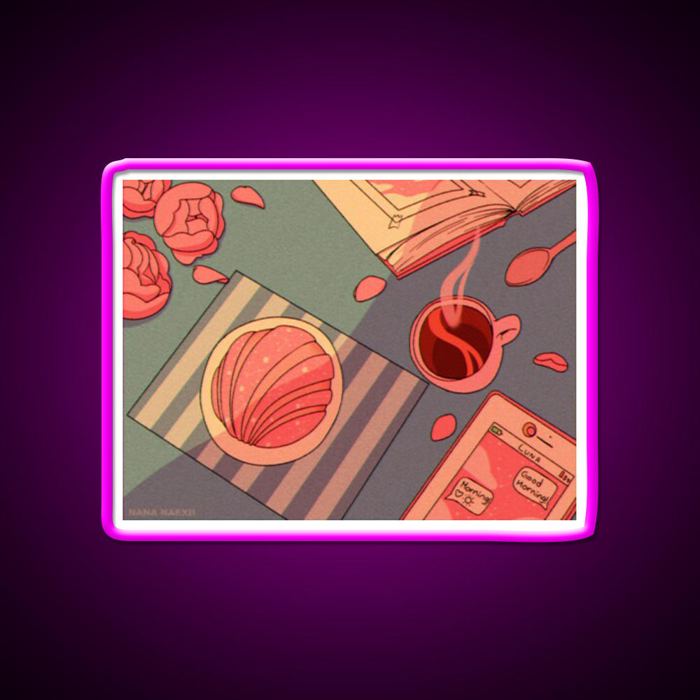 Morning Vibes Cafe Led Neon Sign Espresso Bar Art Rgb Color