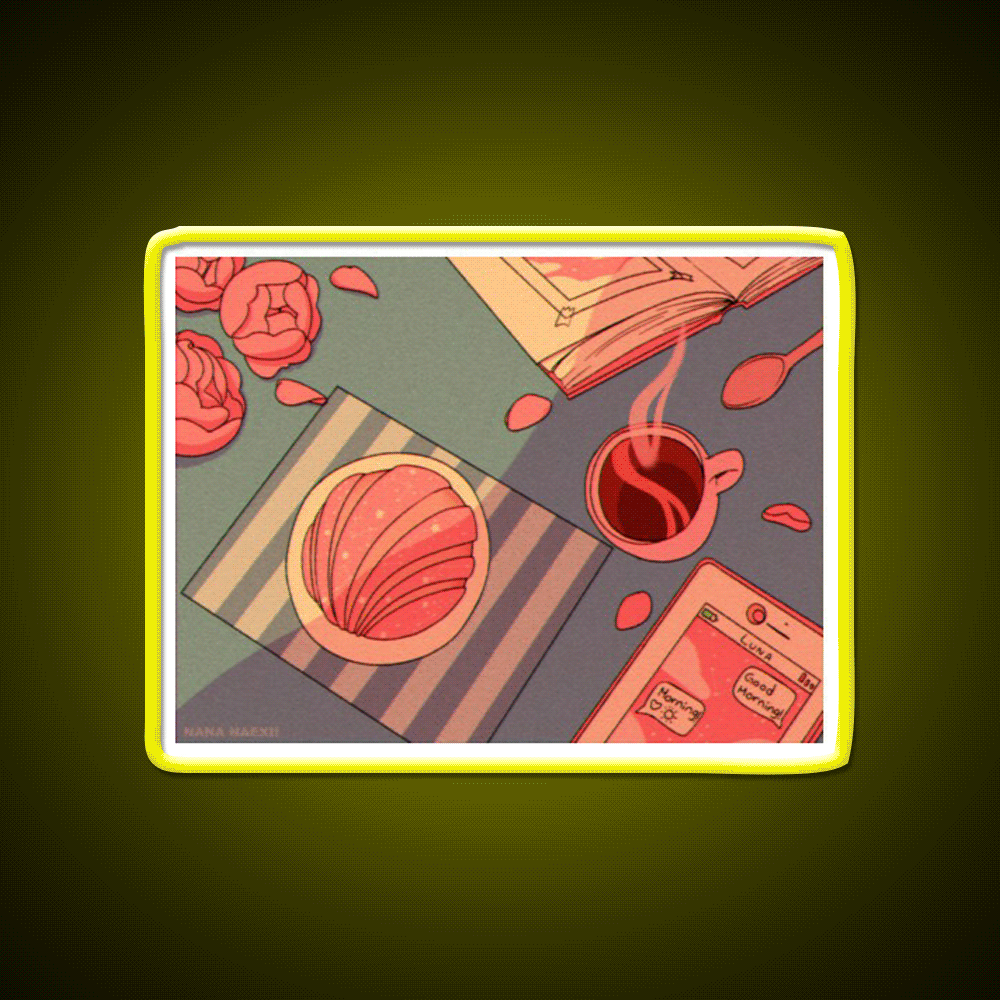 Morning Vibes Cafe Led Neon Sign Espresso Bar Art Rgb Color