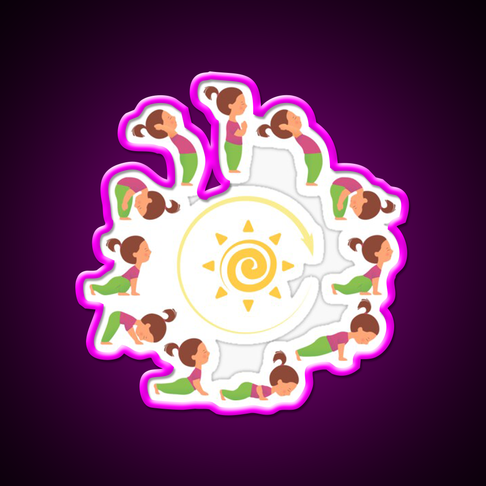 Morning Yoga Surya Namaskar Sun Salutation Yoga Led Neon Sign Rgb Color