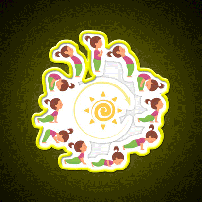 Morning Yoga Surya Namaskar Sun Salutation Yoga Led Neon Sign Rgb Color