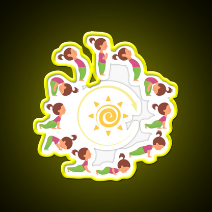 Morning Yoga Surya Namaskar Sun Salutation Yoga Led Neon Sign Rgb Color