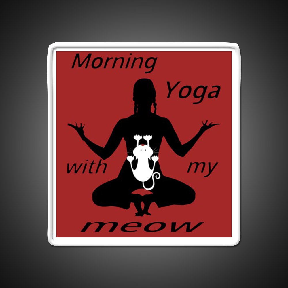 Morning Yoga With My Meow Yoga Led Neon Sign For Wellness Space Rgb Color
