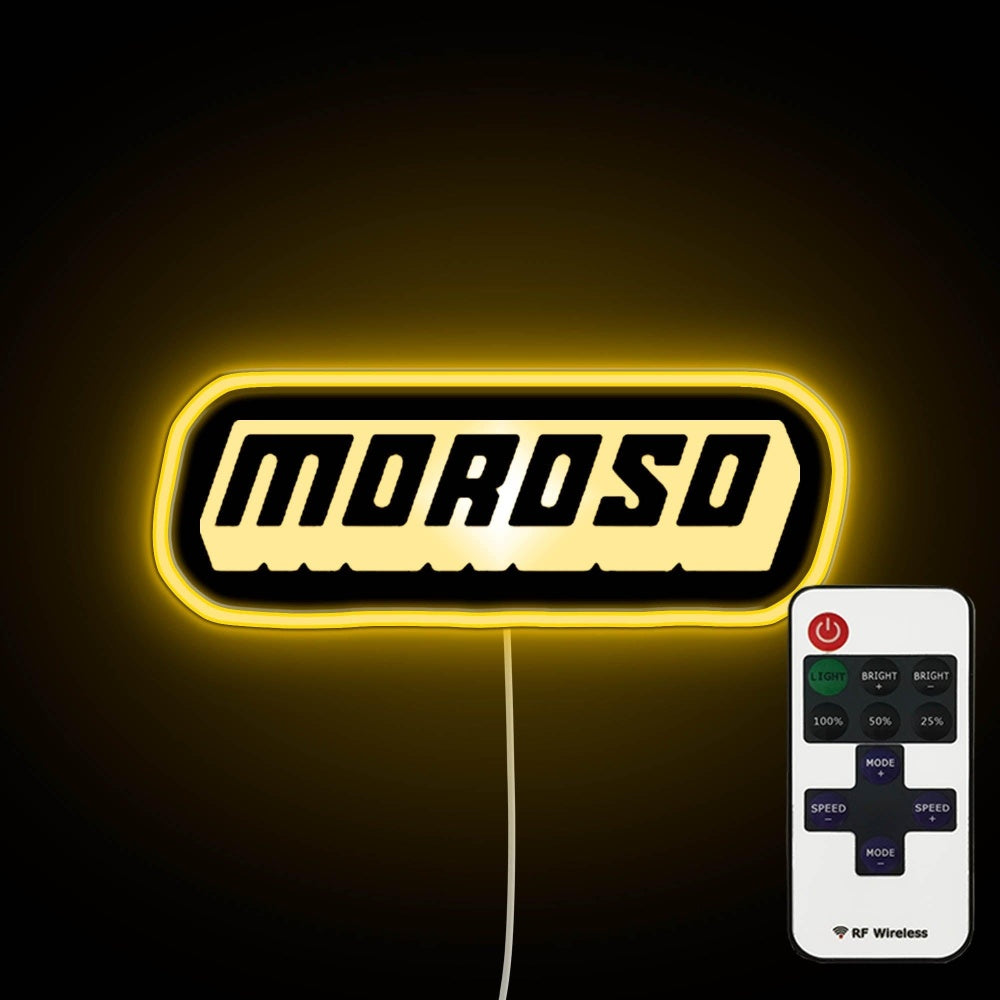 Moroso Logo Neon Sign - Custom LED neon sign front view