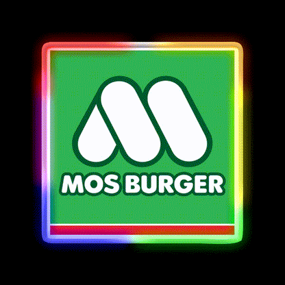 Mos Burger Logo Fast Food Led Neon Sign For Burger Place Rgb Color - LED neon sign close-up detail