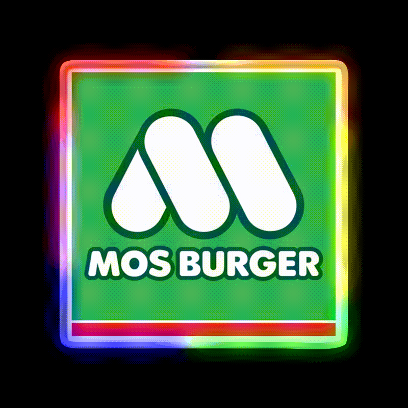 Mos Burger Logo Fast Food Led Neon Sign For Burger Place Rgb Color - LED neon sign close-up detail
