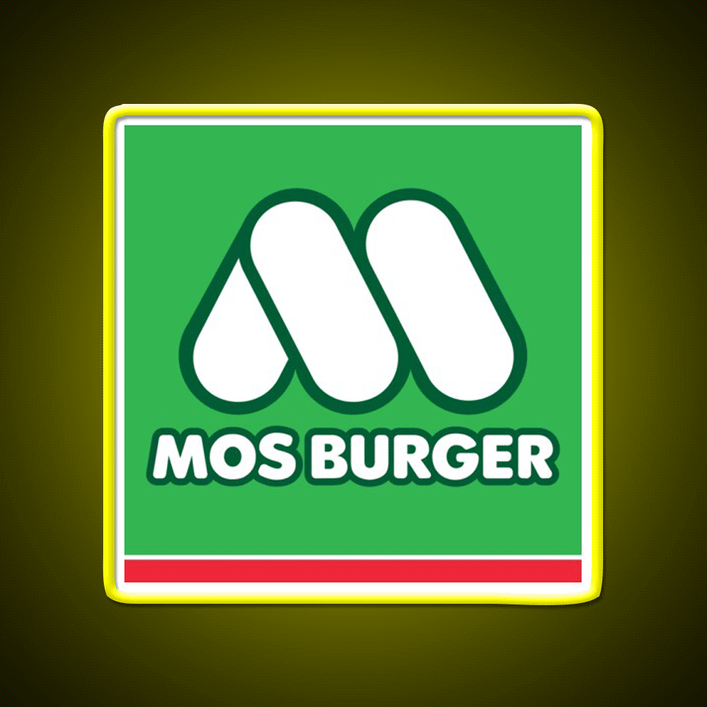 Mos Burger Logo Fast Food Led Neon Sign For Burger Place Rgb Color - Custom LED neon sign front view