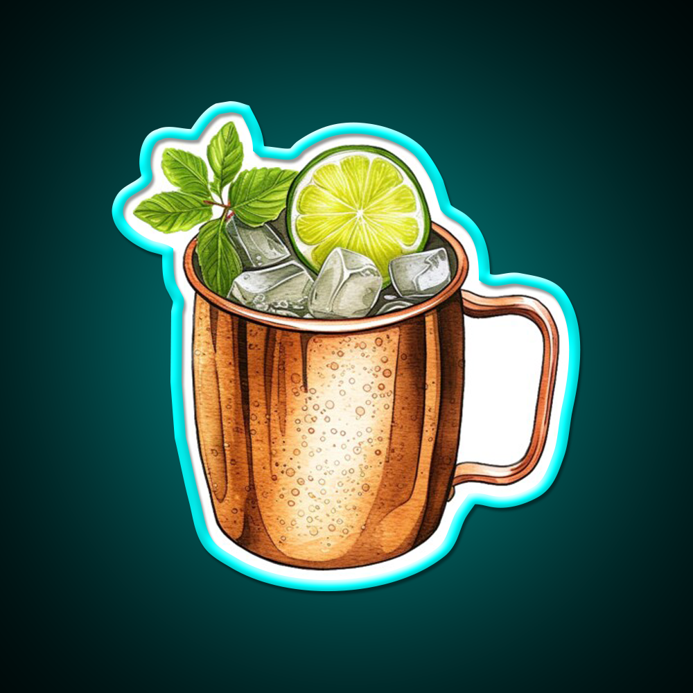 Moscow Mule Cocktail Sketch Doodle Cocktail Bar Decor Led Neon Sign Rgb Color - Size and dimension reference