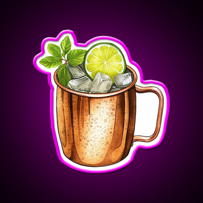 Moscow Mule Cocktail Sketch Doodle Cocktail Bar Decor Led Neon Sign Rgb Color - Neon sign mounted on wall in room