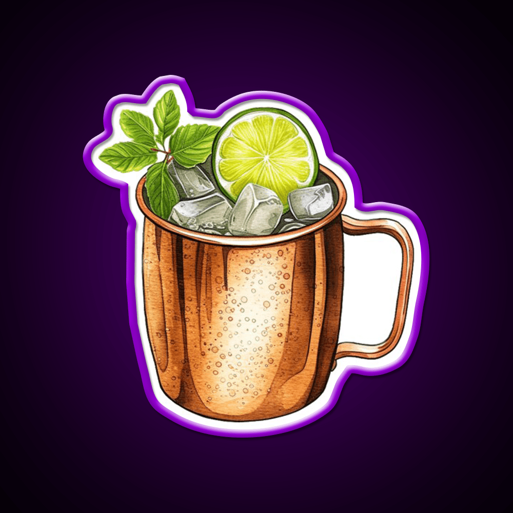 Moscow Mule Cocktail Sketch Doodle Cocktail Bar Decor Led Neon Sign Rgb Color - Shineneon