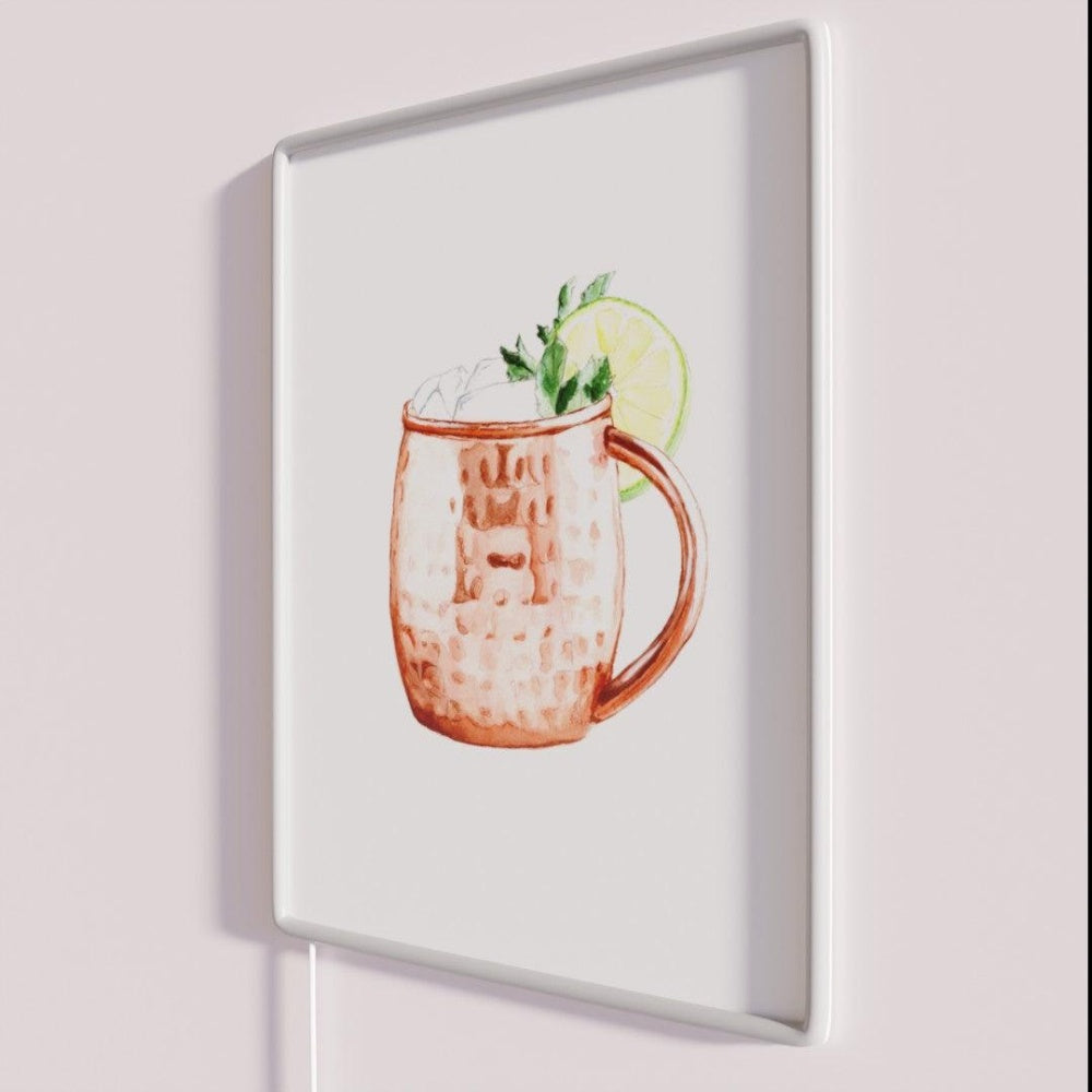 Moscow Mule Rgb Led Neon Sign - Neon sign mounted on wall in room