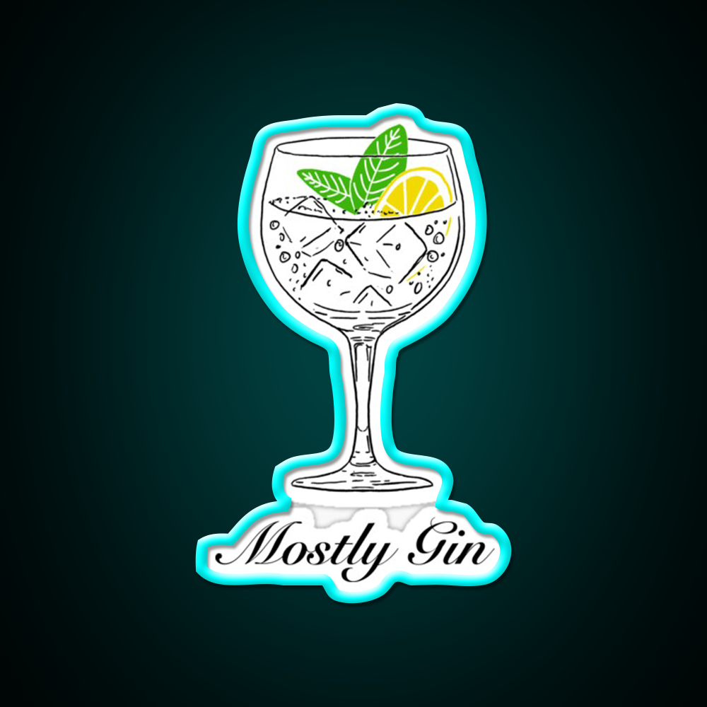 Mostly Gin Cocktail Bar Decor Led Neon Sign Rgb Color - Size and dimension reference