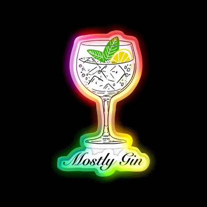 Mostly Gin Cocktail Bar Decor Led Neon Sign Rgb Color - LED neon sign close-up detail