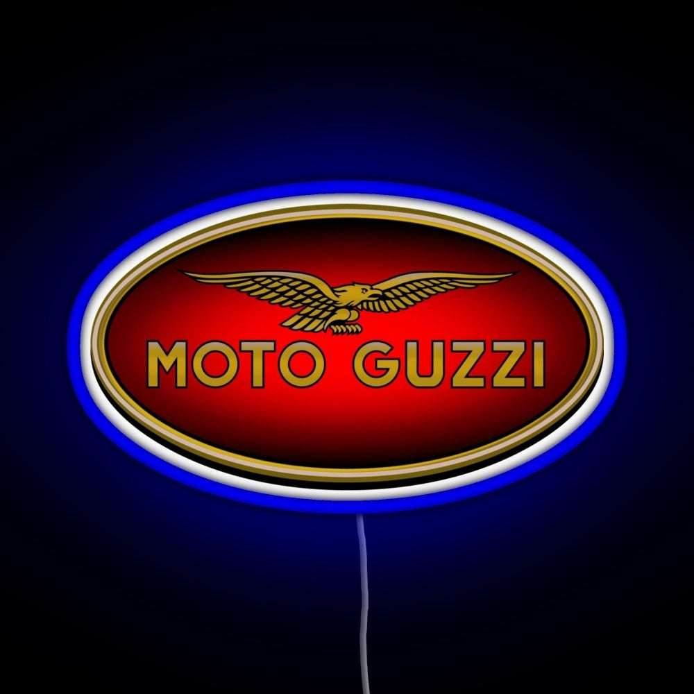 Moto Guzzi Logo Type 1 Colour Rgb Neon Sign - LED neon sign close-up detail