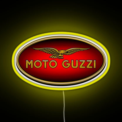 Moto Guzzi Logo Type 1 Colour Rgb Neon Sign - Neon sign mounted on wall in room