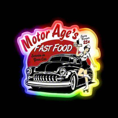 Motor Age Fast Food Essential Fast Food Led Neon Sign For Burger Place Rgb Color - LED neon sign close-up detail