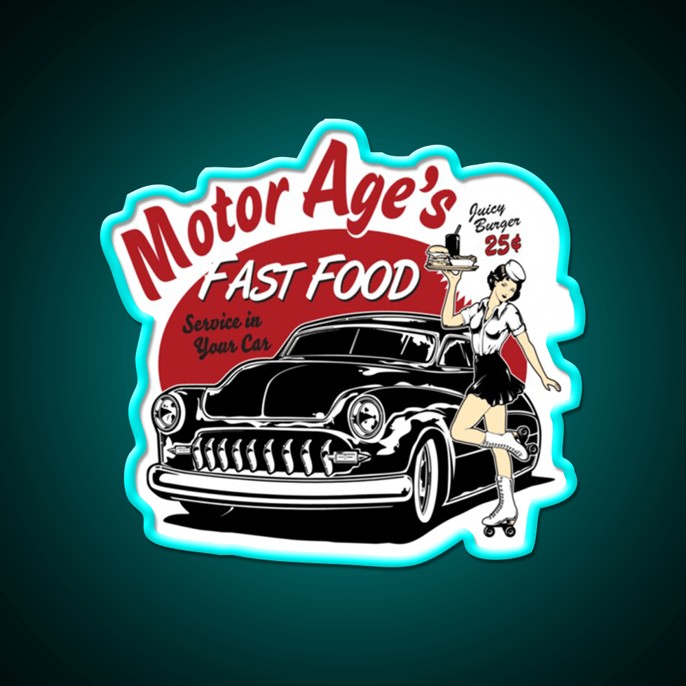 Motor Age Fast Food Essential Fast Food Led Neon Sign For Burger Place Rgb Color - Shineneon