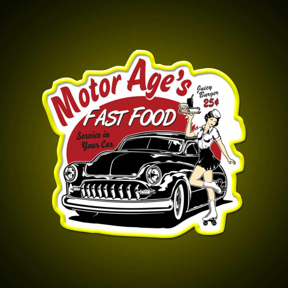 Motor Age Fast Food Essential Fast Food Led Neon Sign For Burger Place Rgb Color - Shineneon