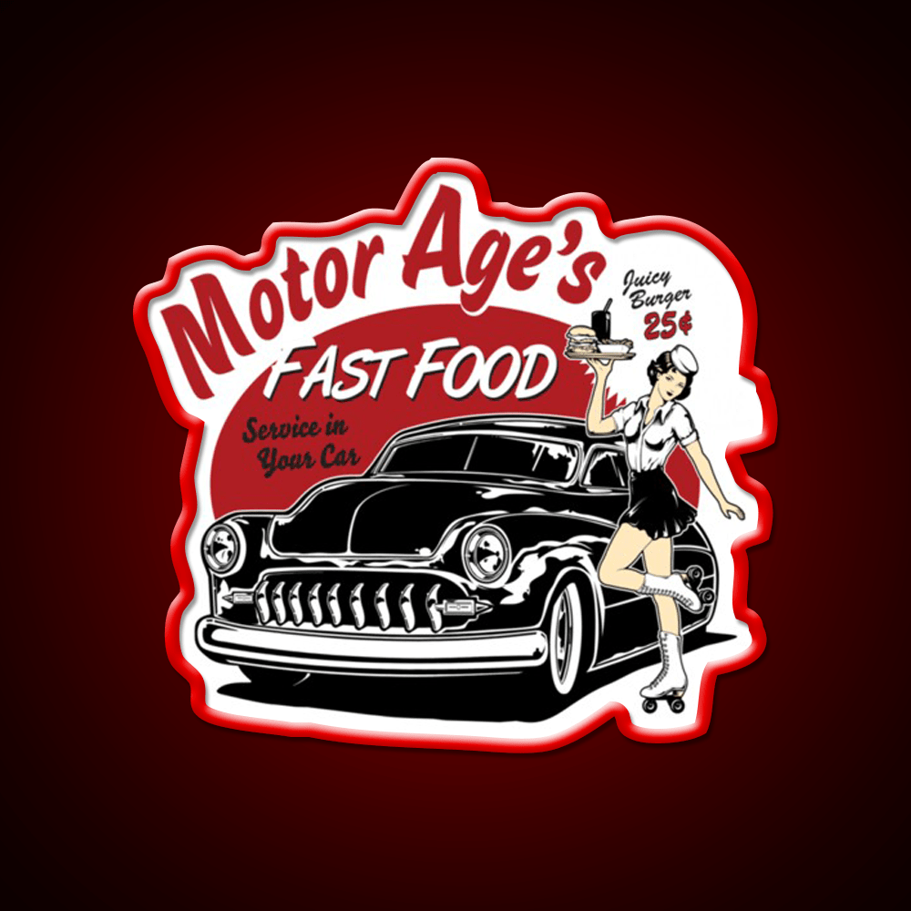 Motor Age Fast Food Essential Fast Food Led Neon Sign For Burger Place Rgb Color - Shineneon