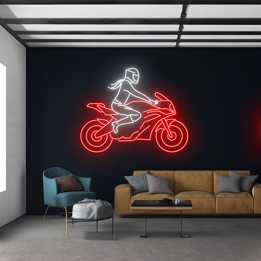 Motorbike Girl Neon Sign