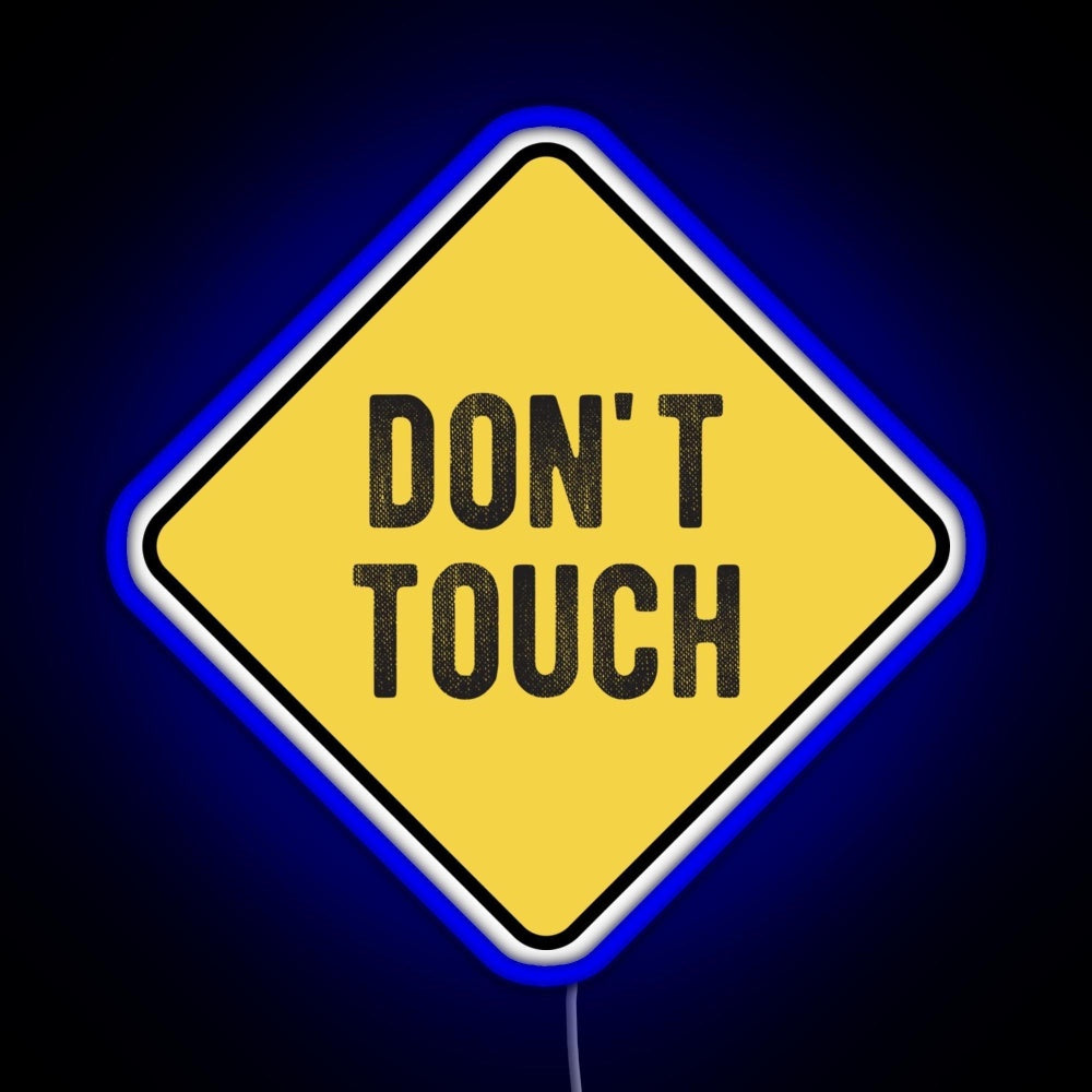 Motorcycle Or Biker Helmet Design Dont Touch Warning Rgb Neon Sign - Neon sign mounted on wall in room