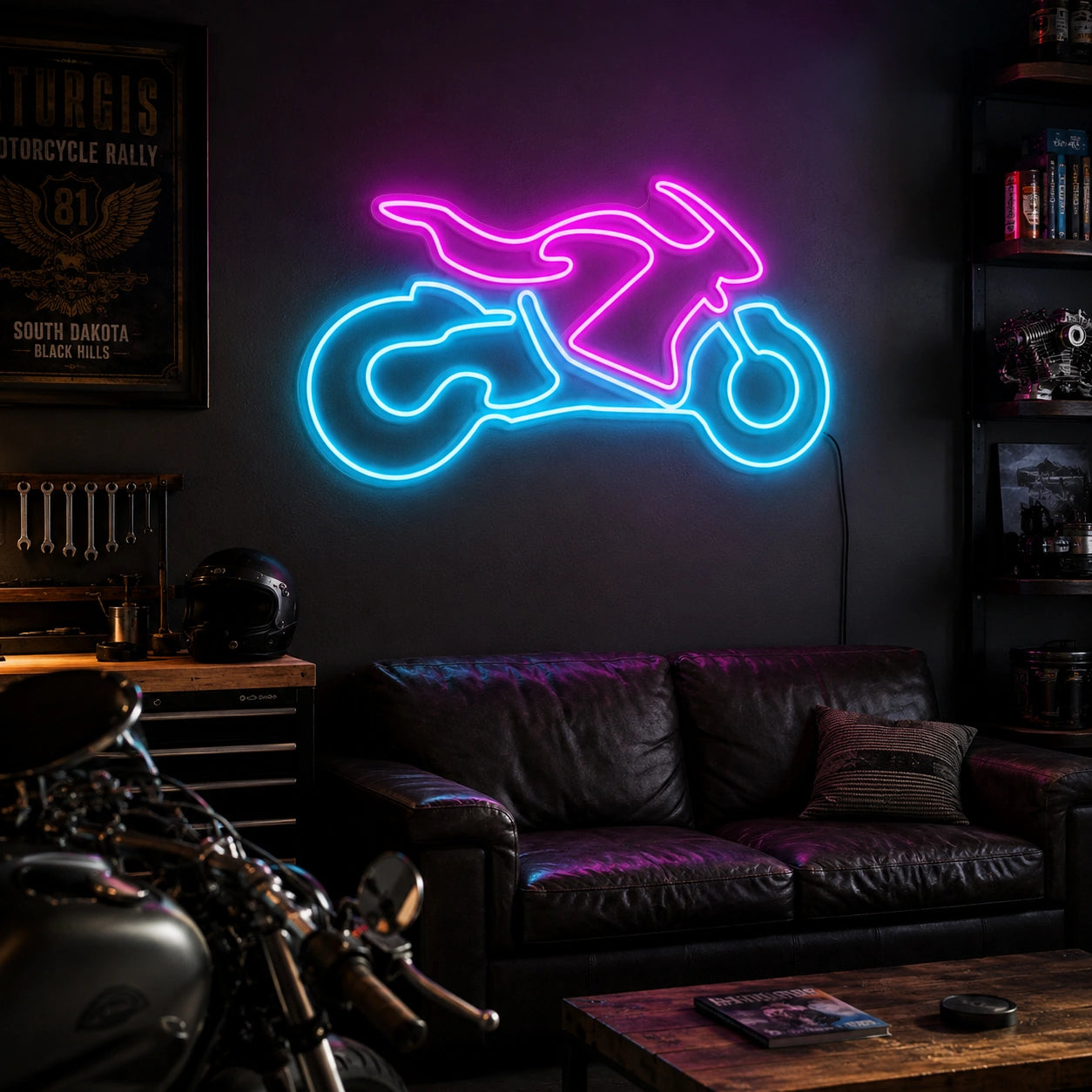 Motorcycle Outline Neon Sign LED Neon Sign real lifestyle scene