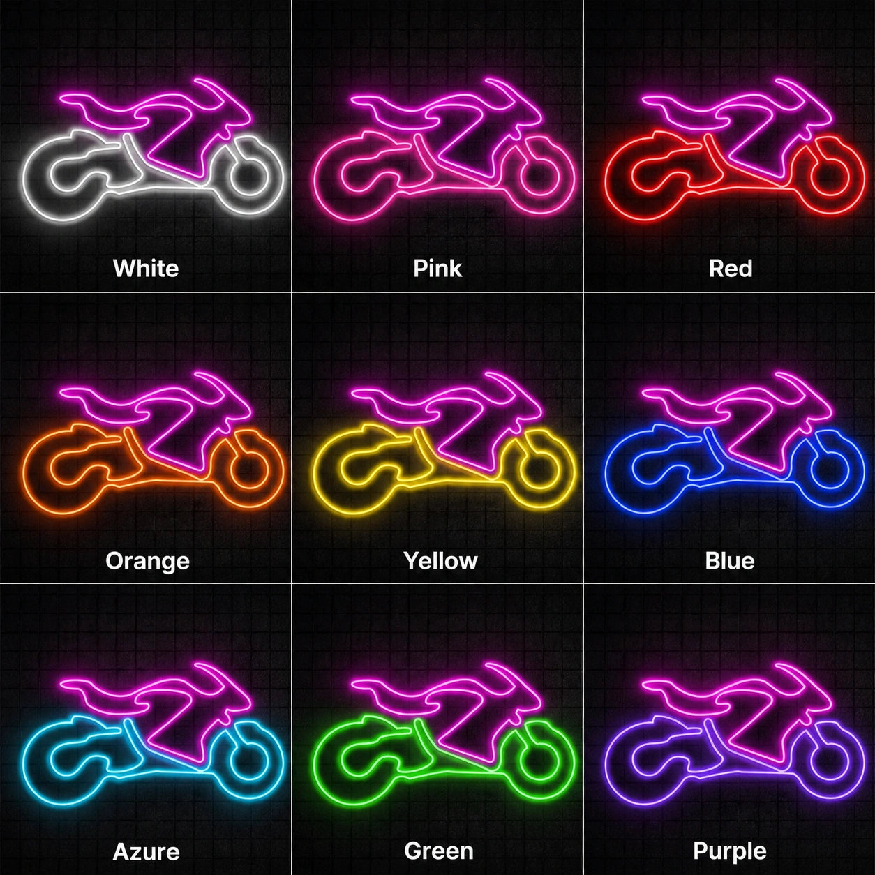 Motorcycle Outline Neon Sign LED Neon Sign color grid