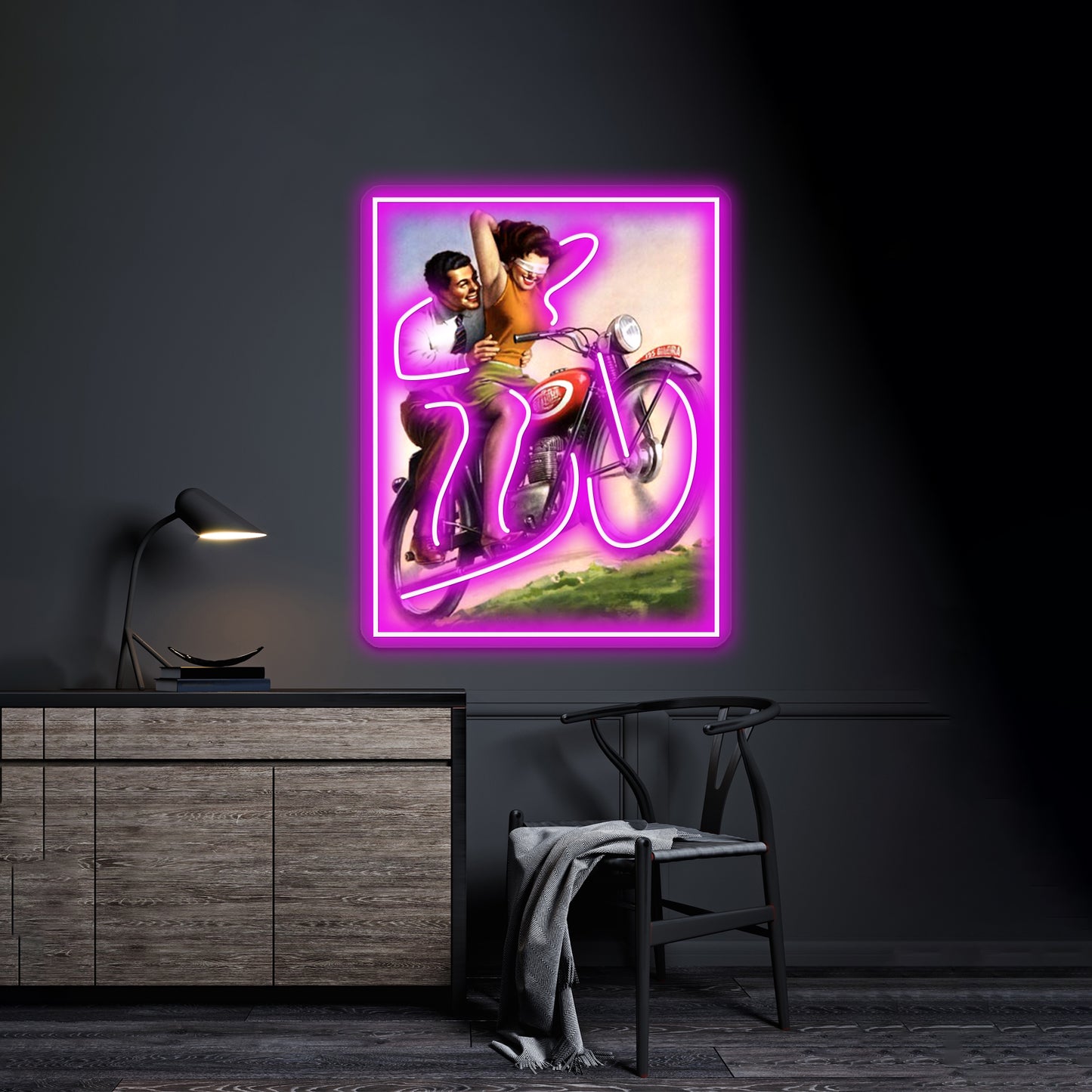 Motorcycle Thrill Ride Artwork Neon Sign Led