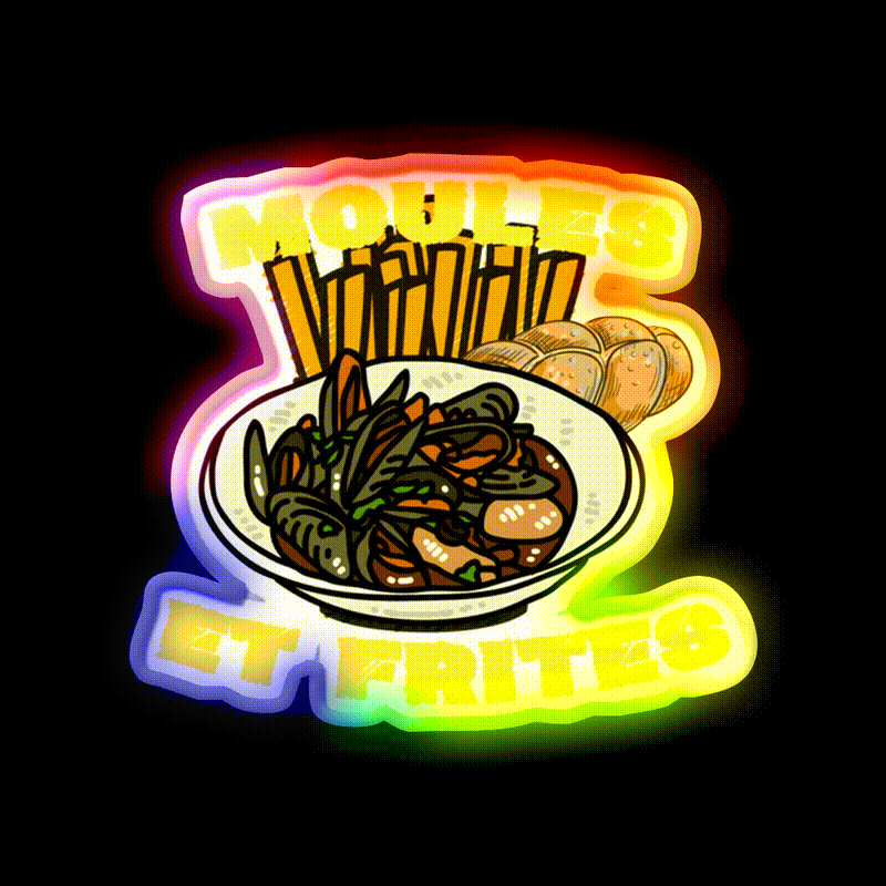Moules Et Frites Fast Food Led Neon Sign For Burger Place Rgb Color - LED neon sign close-up detail