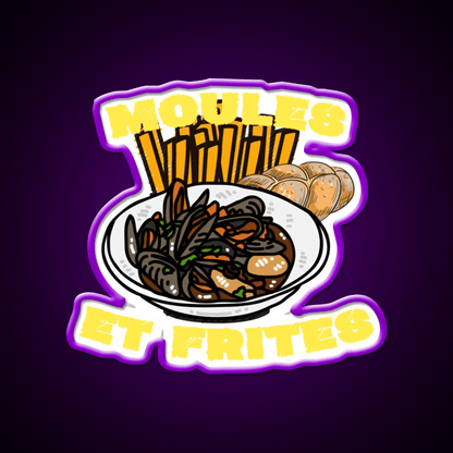 Moules Et Frites Fast Food Led Neon Sign For Burger Place Rgb Color - Shineneon