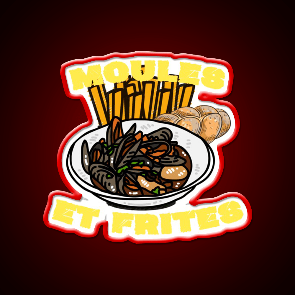 Moules Et Frites Fast Food Led Neon Sign For Burger Place Rgb Color - Shineneon