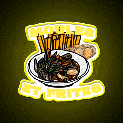 Moules Et Frites Fast Food Led Neon Sign For Burger Place Rgb Color - Custom LED neon sign front view