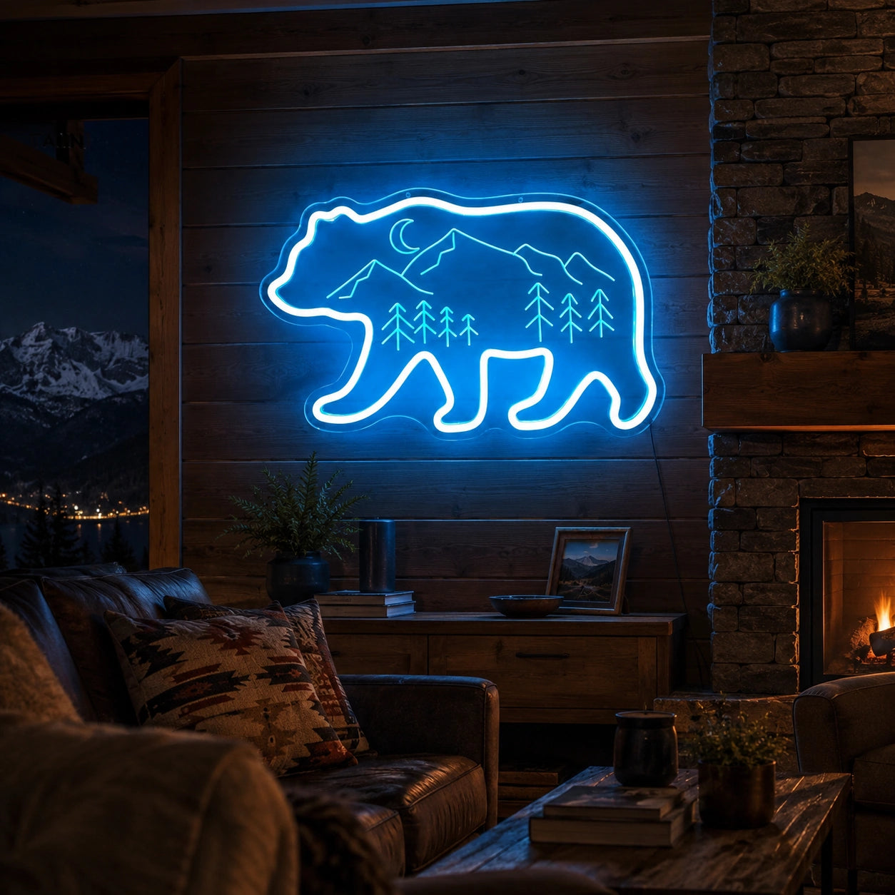 Mountain Bear Outline Neon Sign LED Neon Sign real lifestyle scene