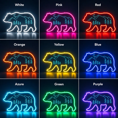 Mountain Bear Outline Neon Sign LED Neon Sign color grid