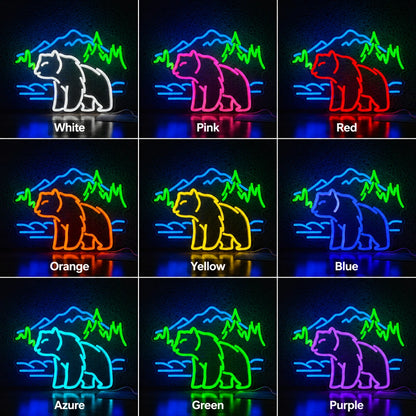 Mountain Bear Scene Neon Sign LED Neon Sign color grid