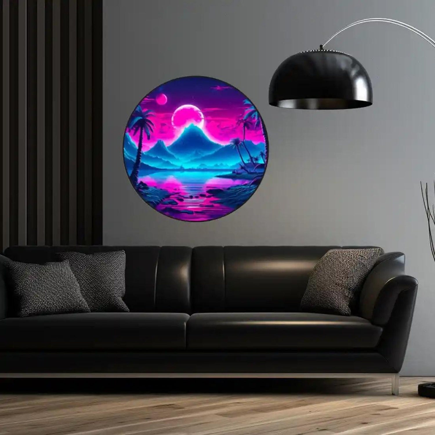 Mountain Landscape Cyberpunk Pink Blue LED Neon Sign for Home Decor | Shineneon
