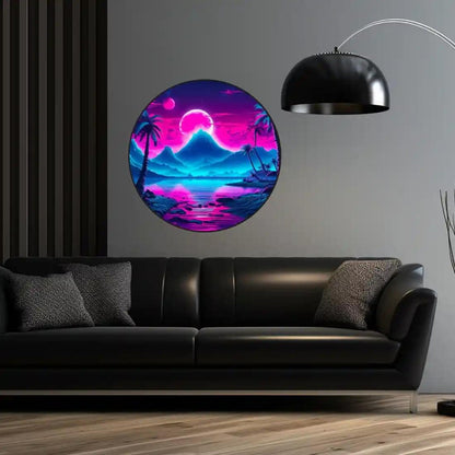 Mountain Landscape Cyberpunk Pink Blue LED Neon Sign for Home Decor | Shineneon