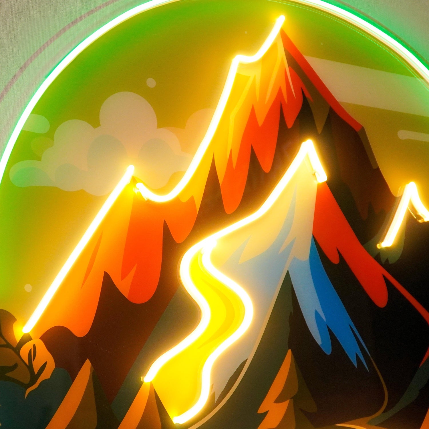 Mountain Landscape Multicolor Uv Printed Led Neon Sign For Indoor Wall Art Decor | Shineneon