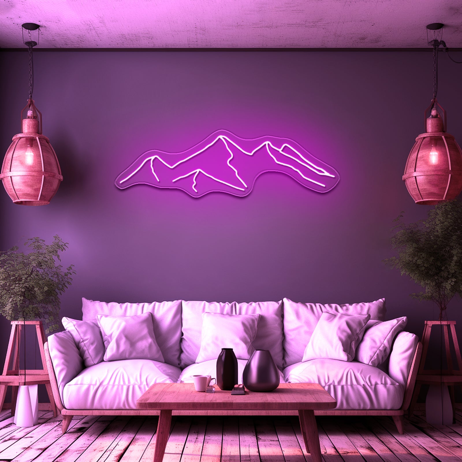 Mountain Neon Sign Pink Mountain Led Sign - Shineneon