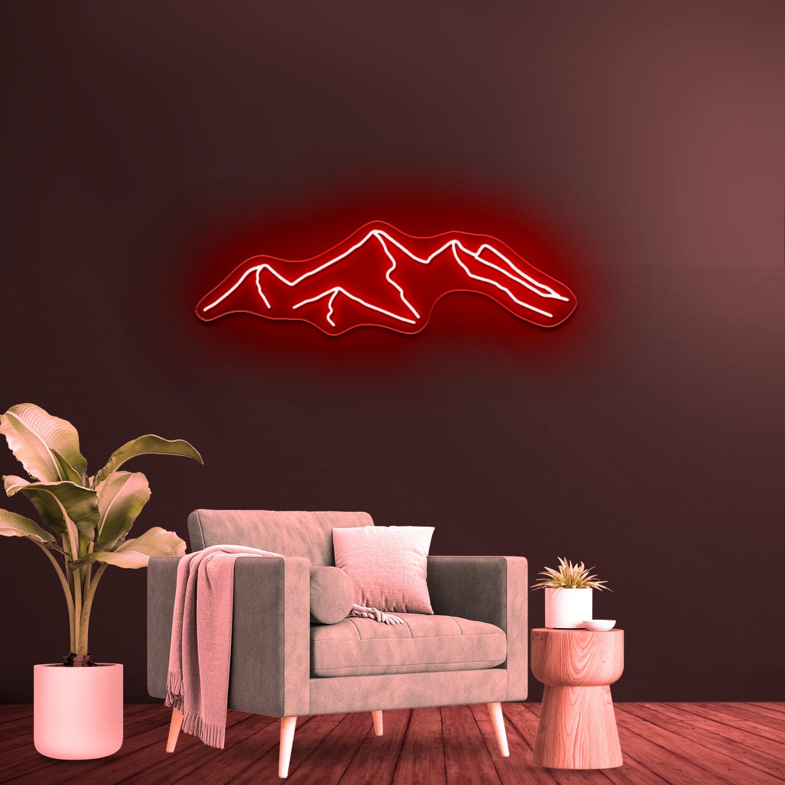 Mountain Neon Sign Pink Mountain Led Sign - Shineneon