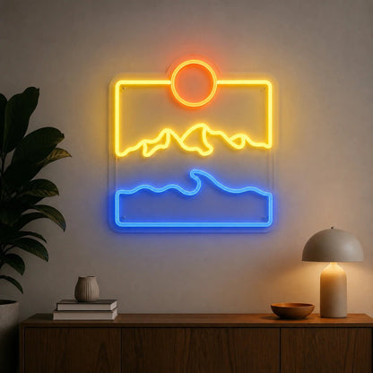Mountain Ocean Landscape Vintage LED Neon Sign - Shineneon