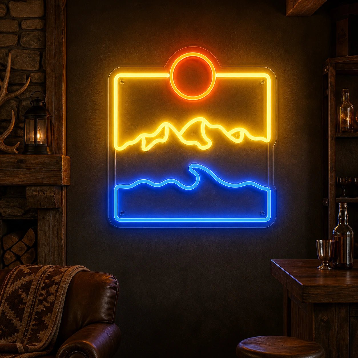 Mountain Ocean Landscape Vintage LED Neon Sign - Shineneon
