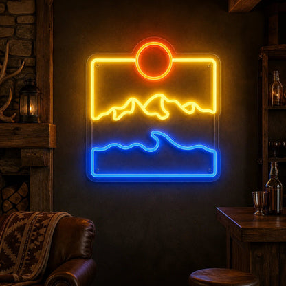 Mountain Ocean Landscape Vintage LED Neon Sign - Shineneon