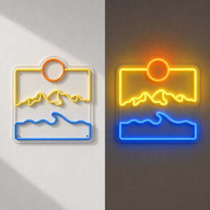 Mountain Ocean Landscape Vintage LED Neon Sign - Shineneon