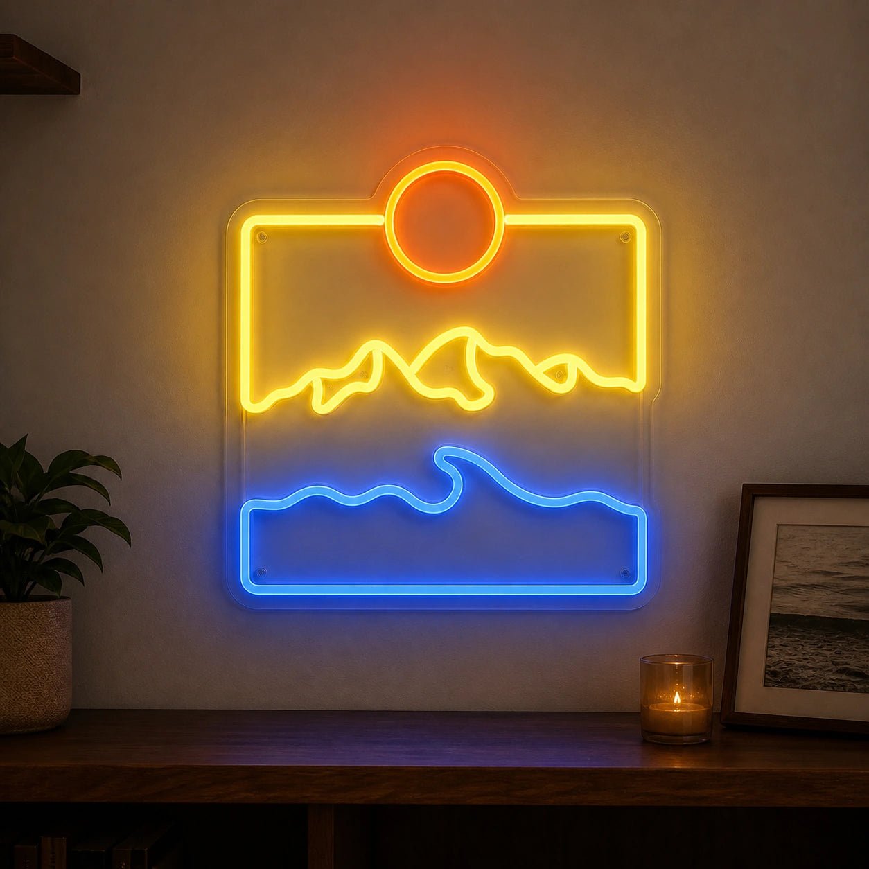 Mountain Ocean Landscape Vintage LED Neon Sign - Shineneon