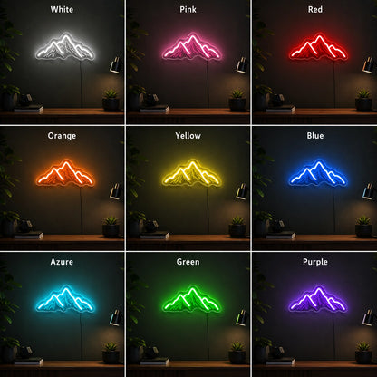 Mountain Peaks LED Neon Sign Man Cave Neon Sign day and night comparison